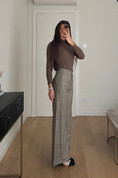Pantalone tailleur macro check