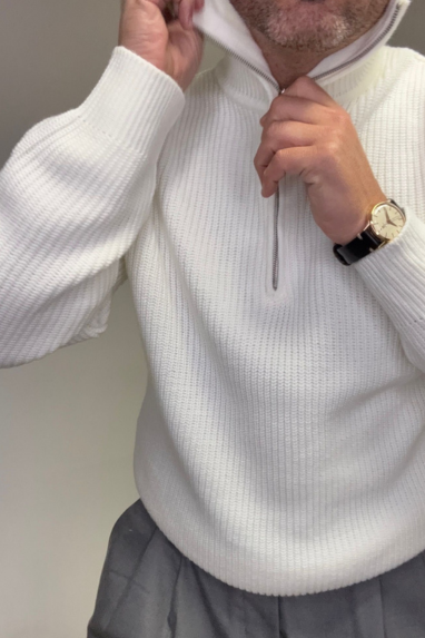 MAN Maglia con zip a costine