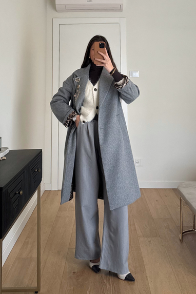 Cappotto monopetto con fodera animalier