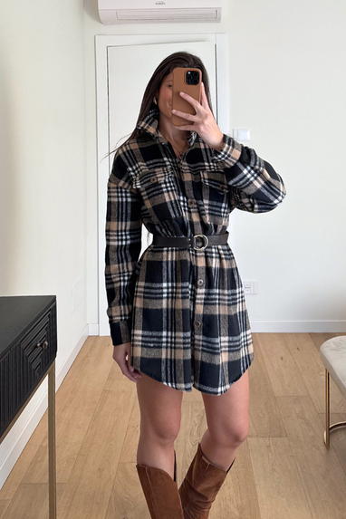 TWENTY Maxi camicia tartan