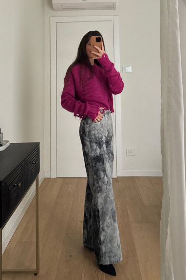 Pantalone cargo effetto tie-dye