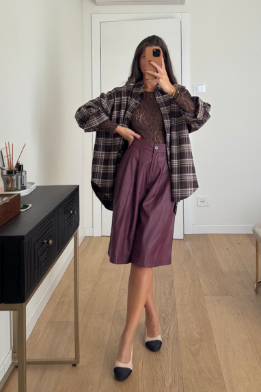 TWENTY Maxi bermuda in ecopelle