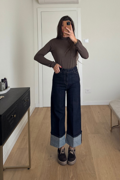 ECO Jeans crop con risvolto alto