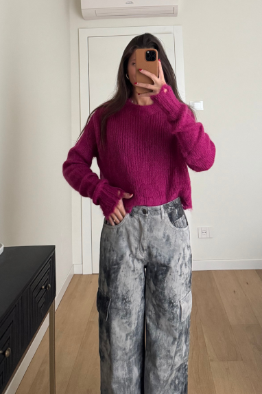 Pantalone cargo effetto tie-dye