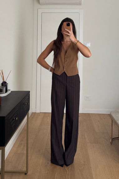 ECO Pantalone palazzo gessato