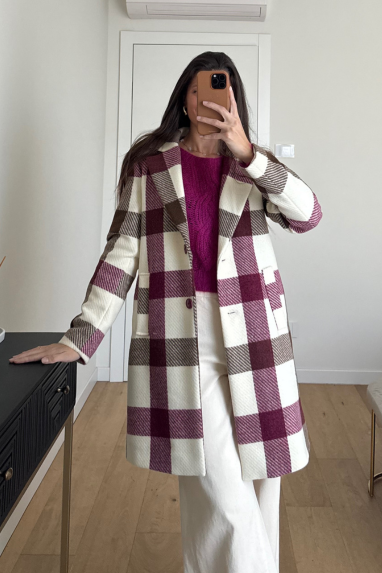 Cappotto macrocheck monopetto