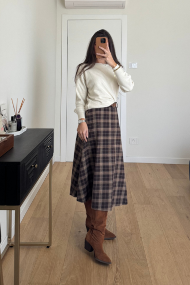 Gonna midi tartan