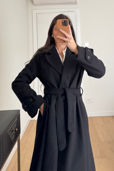 Cappotto lungo monopetto con fusciacca