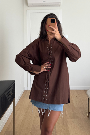 Maxi camicia con lacci