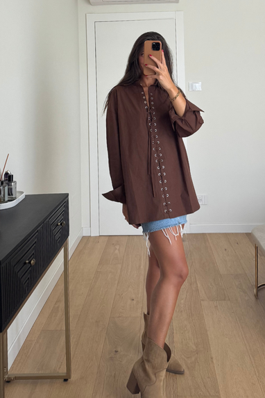Maxi camicia con lacci