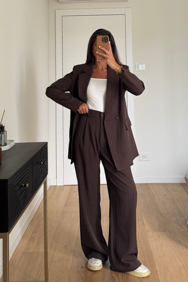 Tailleur gessato doppio petto