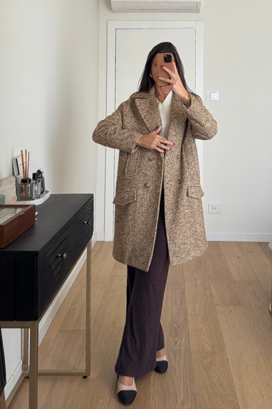 ECO Cappotto doppiopetto tramato