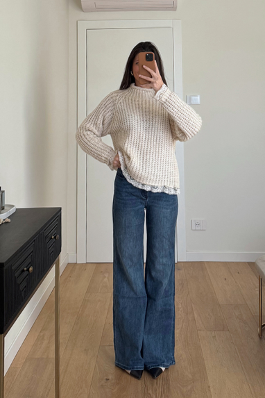 Jeans zampa vita alta