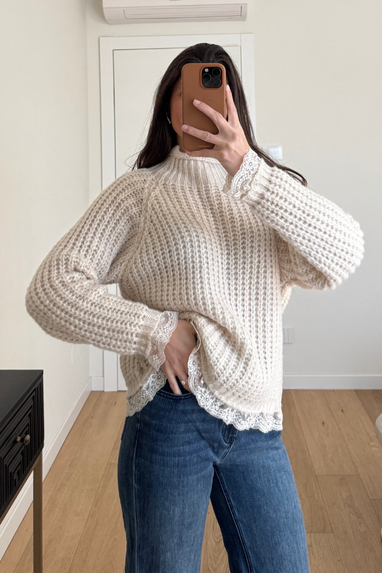 Maglione costa inglese con pizzo