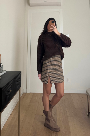 ECO Minigonna check con spacco