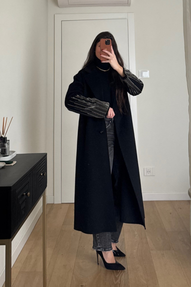 ECO Cappotto in lana con applicazioni