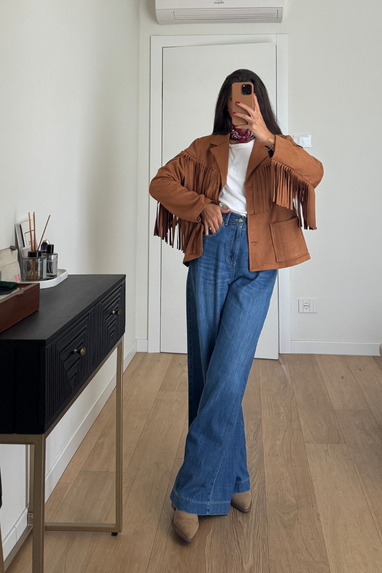 Giacca suede con frange