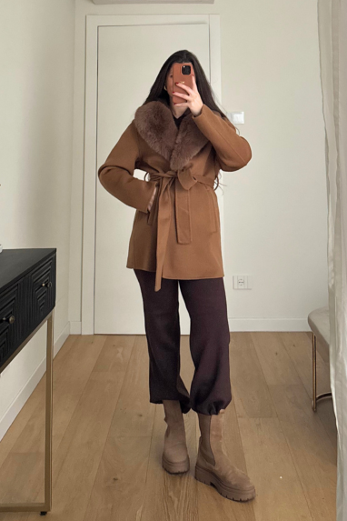 ECO Cappottino con collo in ecopelliccia