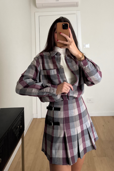 Camicia a quadri bottoni a scomparsa