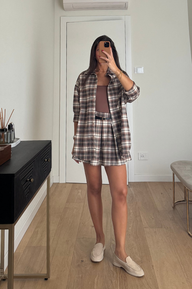 TWENTY Coordinato tartan gonna e camicia