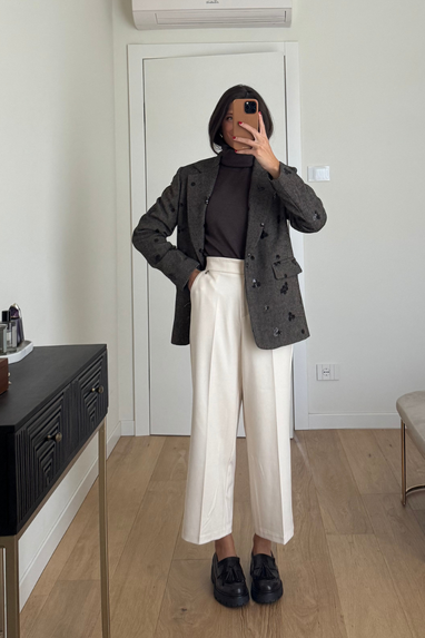 ECO Giacca spigata con dettagli in paillettes