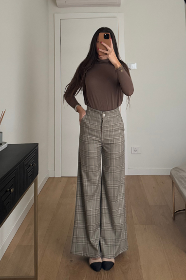 Pantalone tailleur macro check