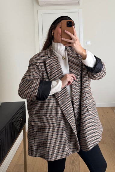 Giacca cappottino over pied de poule