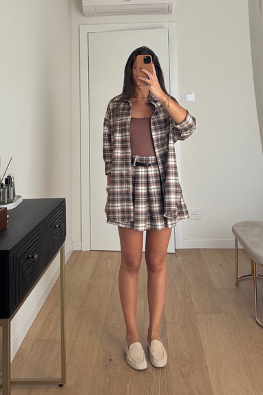 TWENTY Coordinato tartan gonna e camicia