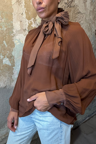 ECO Blusa Chiffon con Fiocco