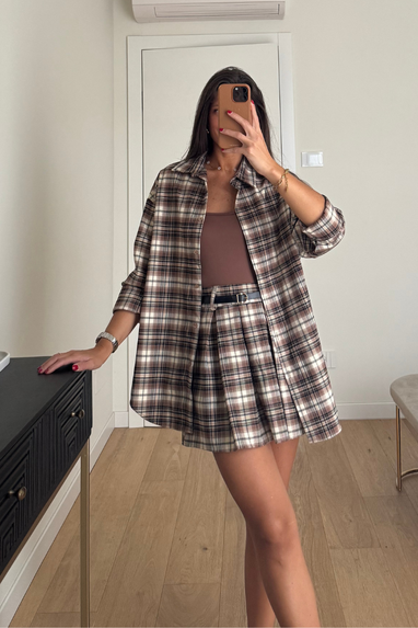 TWENTY Coordinato tartan gonna e camicia