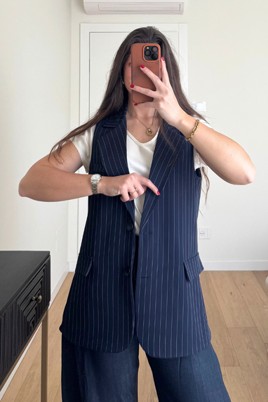 Gilet monopetto gessato