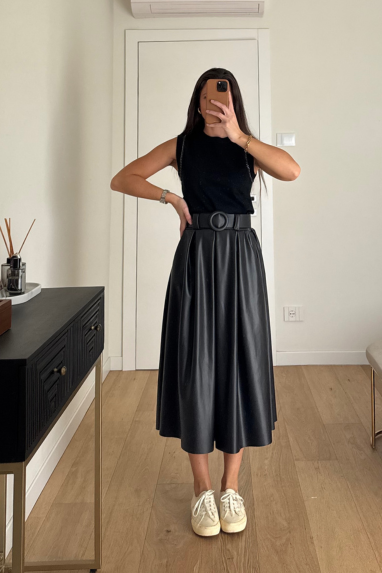 TWENTY Gonna plissettata in ecopelle