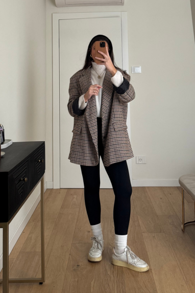 Giacca cappottino over pied de poule