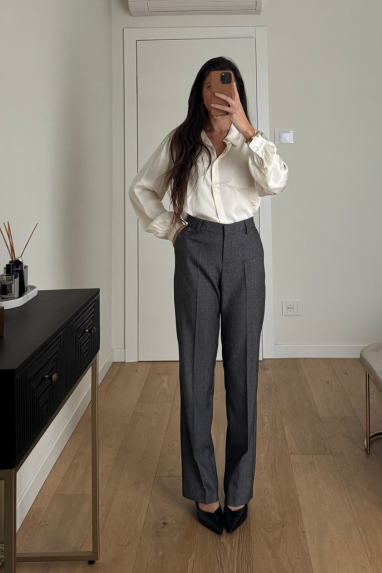 ECO Pantalone palazzo vita alta