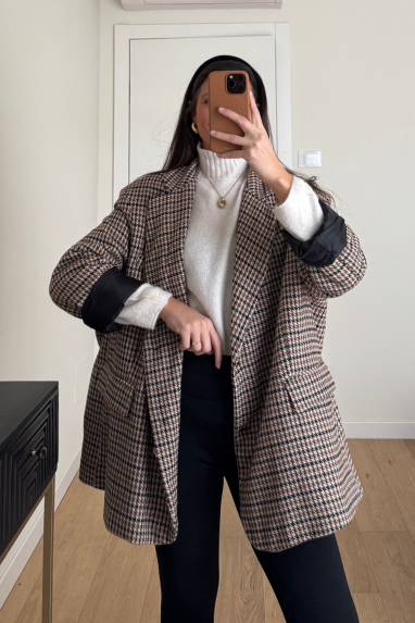 Giacca cappottino over pied de poule