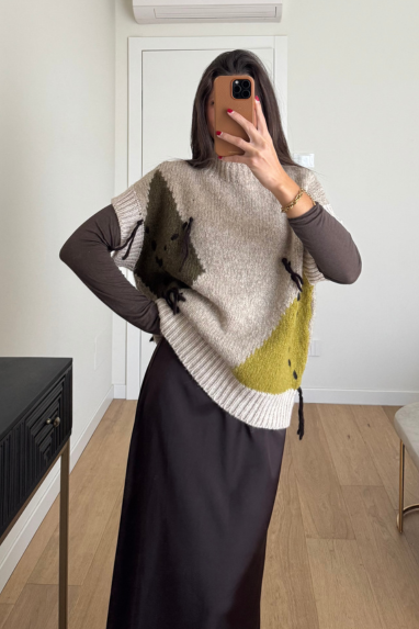 ECO Gilet over in maglia con dettagli