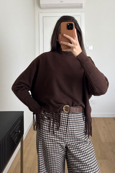 TWENTY Maglia collo alto con frange