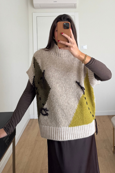 ECO Gilet over in maglia con dettagli