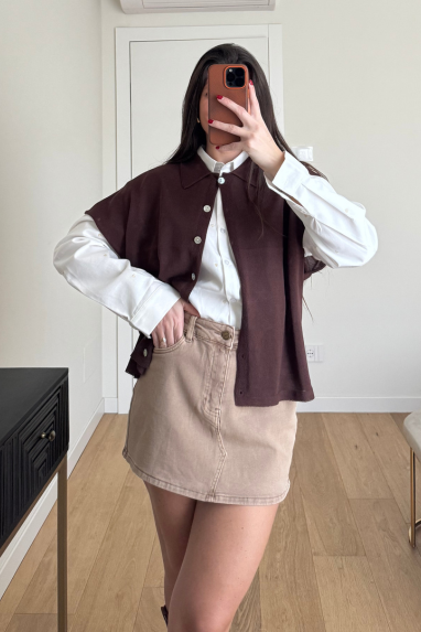 Cardigan in filo collo polo