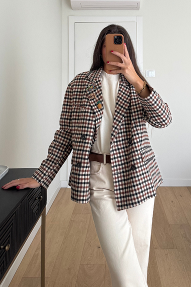 ECO Giacca microcheck doppiopetto