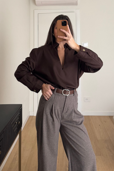 Camicia ampio scollo a V