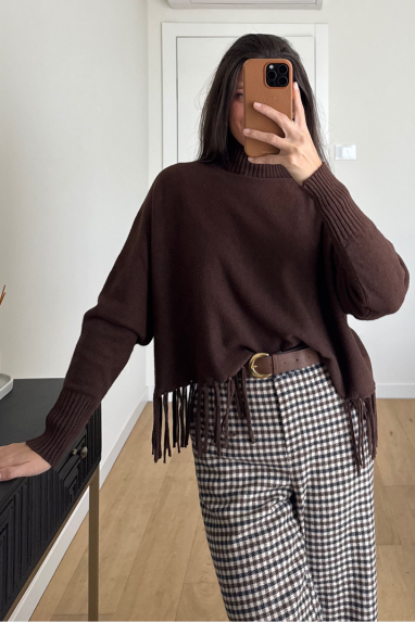 TWENTY Maglia collo alto con frange