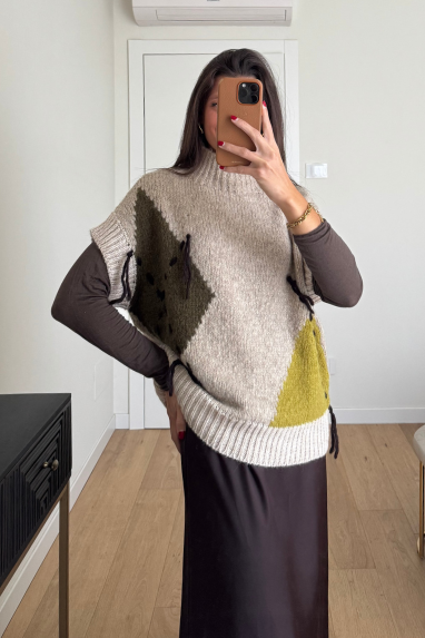 ECO Gilet over in maglia con dettagli