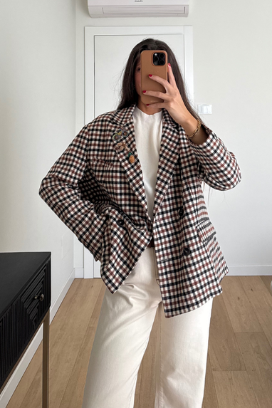 ECO Giacca microcheck doppiopetto