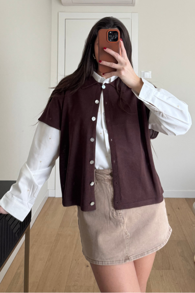 Cardigan in filo collo polo