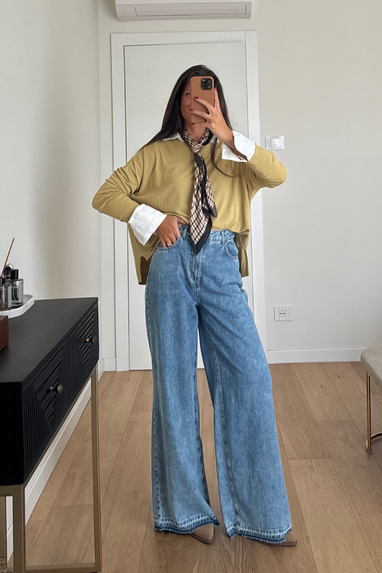 ECO Jeans palazzo taglio vivo