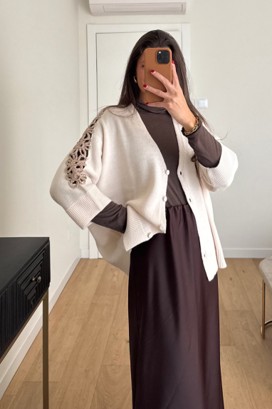 ECO Cardigan con dettaglio crochet