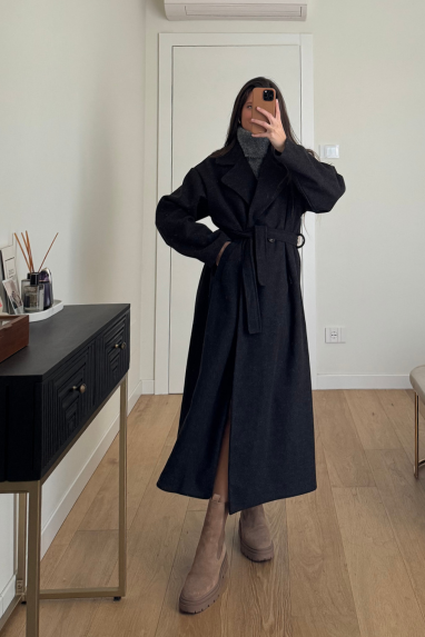 Cappotto lungo con fusciacca