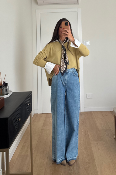 ECO Jeans palazzo taglio vivo