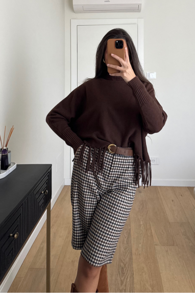 TWENTY Maglia collo alto con frange